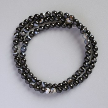 Agate Beads – Smooth Round Balls, Natural Stone, 4–4.5 mm, 39 cm on Thread