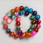 Beads on beading thread, multicolored natural agate, smooth round beads, 10mm diameter, 37 cm length