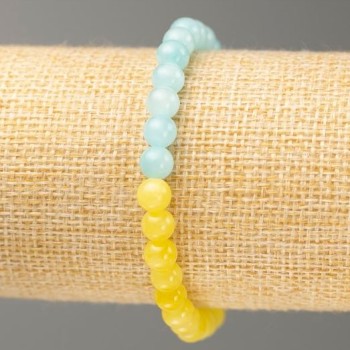 Sale! Elastic Bracelet with Aquamarine and Citrine (Imitation Acrylic), Diameter 6.5 mm+-, Length 18 cm+