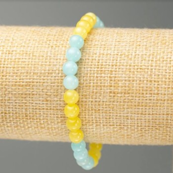 Sale! Aquamarine and Citrine Elastic Bracelet (acrylic imitation), diameter 6.5 mm, length 18 cm