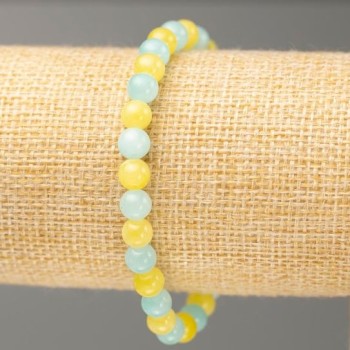 Discount! Elastic bracelet with Aquamarine and Citrine (acrylic imitation), diameter 6.5 mm, length 18 cm