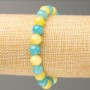 Sale! Elastic bracelet with Aquamarine and Citrine (imitation acrylic), diameter 8.5 mm, length 18 cm