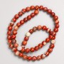 Red jasper beads on fishing line, natural stone, 6.5 mm diameter, 38 cm length
