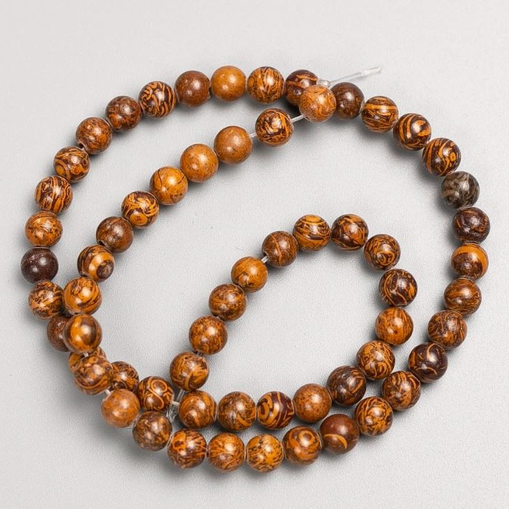 Beads on thread, Jasper smooth round beads, diameter 6.5 mm, length 39 cm