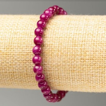 Sale! Raspberry-toned quartz elastic bracelet (imitation acrylic) smooth beads, diameter 6.5 mm, length 18 cm