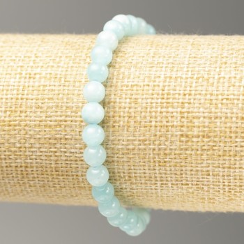 Sale! Elastic bracelet with Aquamarine imitation (acrylic imitation) smooth bead, diameter 6.5 mm, length 18 cm
