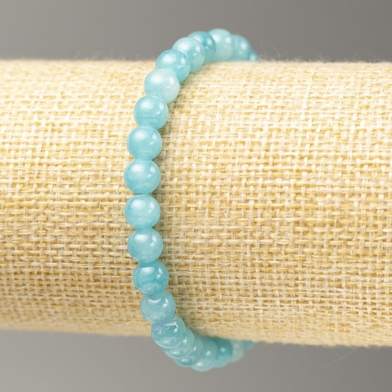 Sale! Elastic Aquamarine bracelet (imitation acrylic) smooth beads, 6.5 mm diameter, 18 cm length