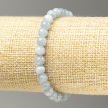 Sale! Aquamarine imitation bracelet on elastic, smooth beads, 6.5 mm diameter, 18 cm length