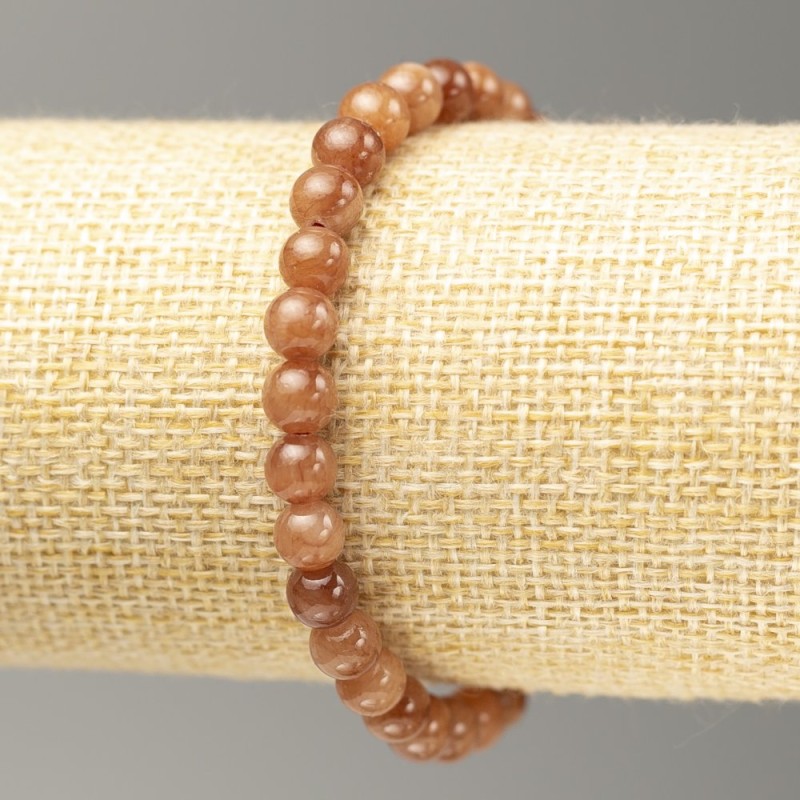 Discount! Elastic bracelet with imitation selenite (acrylic imitation) smooth bead, diameter 6.5 mm+-, length 18 cm+