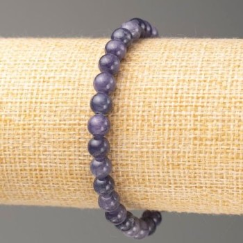 Discount! Elastic bracelet with Iolite imitation (acrylic) smooth bead Ø 6.5 mm +-, length 18 cm+
