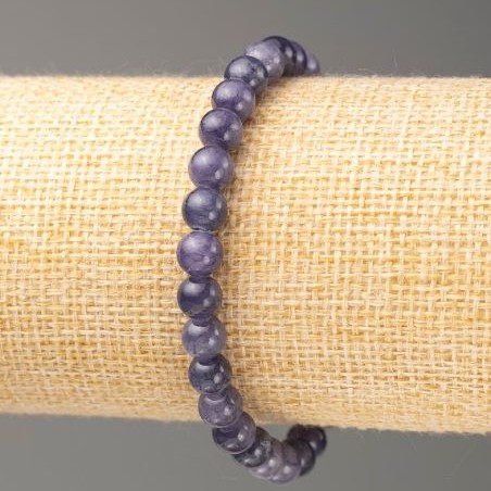 Discount! Elastic bracelet with Iolite imitation (acrylic) smooth bead Ø 6.5 mm +-, length 18 cm+