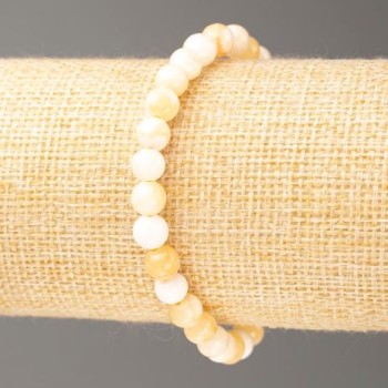 Sale! Elastic bracelet with mother-of-pearl (imitation acrylic) smooth bead, diameter 6 mm +-, length 18 cm+