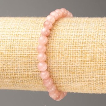Discount! Elastic Strawberry Quartz Imitation Bracelet - Smooth Bead Ø 6 mm, Length 18 cm