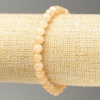 Discount! Elastic bracelet with Selenite imitation (acrylic) smooth beads, diameter 6.5 mm, length 18 cm