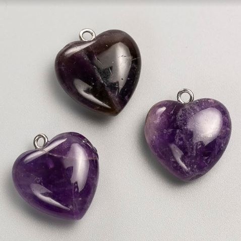Heart Amethyst Pendant, 27×25×9 mm