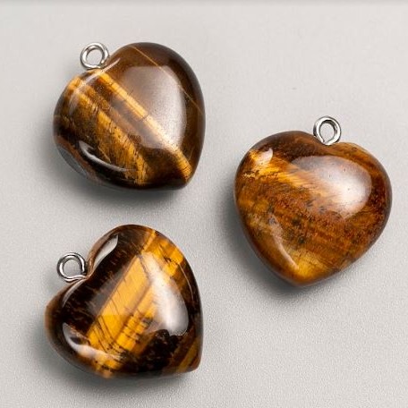 Heart Pendant with Tiger's Eye, diameter 25x25mm+