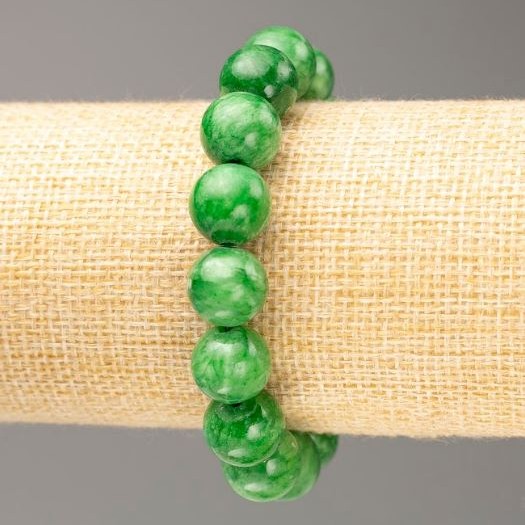 Sale! Elastic bracelet with Chrysoprase imitation (acrylic), diameter 12.5 mm, length 18 cm