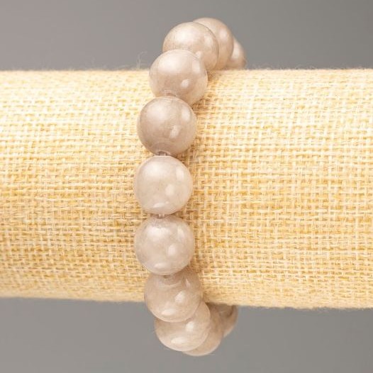 Sale! Elastic bracelet with tinted quartz (acrylic imitation) gray smooth beads, diameter 12.5 mm, length 18 cm+