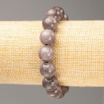 Discount! Elastic bracelet with tinted quartz (imitation acrylic) dark gray smooth bead, diameter 12.5 mm, length 18 cm