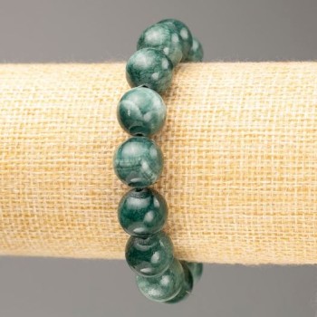 Discount! Elastic bracelet with toned quartz (acrylic imitation) Viridian smooth beads, diameter 12.5 mm, length 18 cm