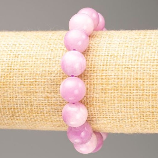 Discount! Elastic Kunzite Imitation Bracelet, Smooth Bead, Diameter 12.5 mm, Length 18 cm