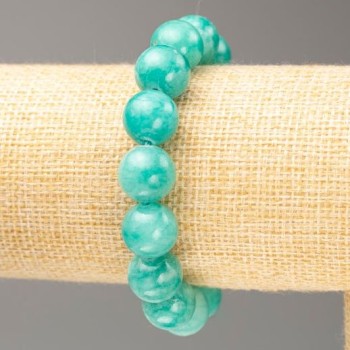 Discount! Elastic bracelet with Amazonite imitation (acrylic), smooth beads, diameter 12.5 mm, length 18 cm +/-