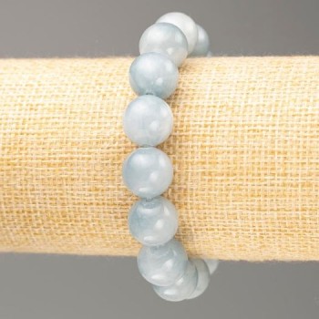 Sale! Elastic Aquamarine Bracelet (Acrylic Imitation) with smooth beads, diameter 12.5 mm ±, length 18 cm+