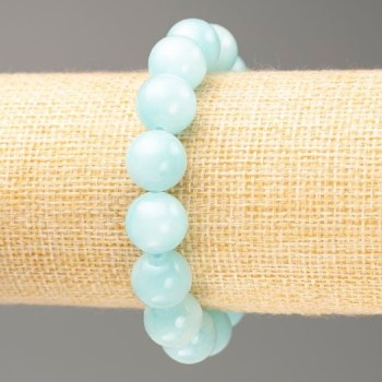 Discount! Elastic Aquamarine bracelet (acrylic imitation) smooth beads, diameter 12.5 mm ±, length 18 cm+