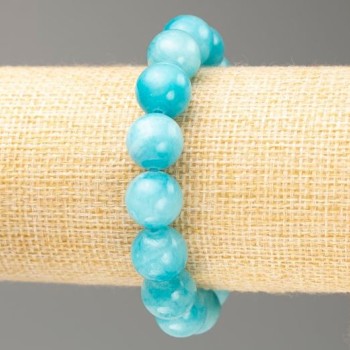 Sale! Elastic bracelet with Aquamarine (imitation acrylic) smooth bead, diameter 12.5 mm, length 18 cm