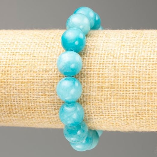 Sale! Elastic bracelet with Aquamarine (imitation acrylic) smooth bead, diameter 12.5 mm, length 18 cm