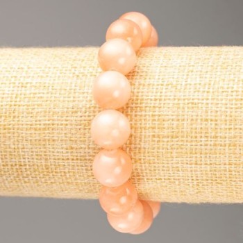 Sale! Elastic bracelet with Selenite imitation (acrylic) smooth beads, diameter 12.5 mm, length 18 cm