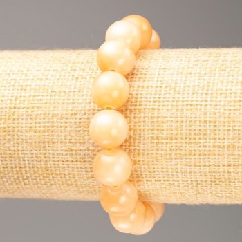 Discount! Elastic Bracelet with Imitation Selenite (Acrylic) Smooth Bead, Diameter 12.5 mm, Length 18 cm