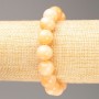 Discount! Elastic Bracelet with Imitation Selenite (Acrylic) Smooth Bead, Diameter 12.5 mm, Length 18 cm