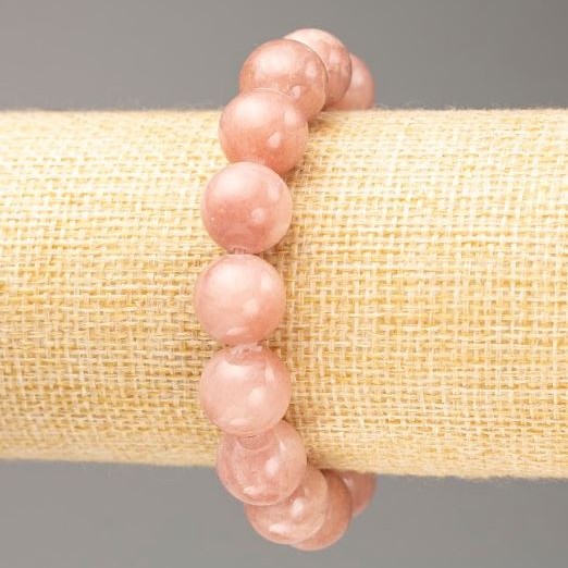 Discount! Elastic Strawberry Quartz Bracelet (Imitation Acrylic) Smooth Beads, Diameter 12.5 mm, Length 18 cm