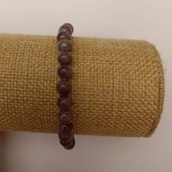 Sale! Elastic bracelet with tinted quartz (imitation acrylic) dark gray smooth bead, diameter 6.5 mm ±, length 18 cm+