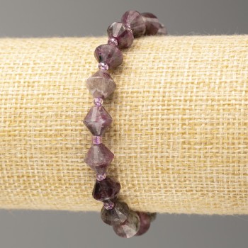 Elastic bracelet with tourmaline, faceted bicones, 8x8 mm diameter, 18 cm length +/-
