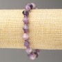 Elastic bracelet with a faceted amethyst stone, bi-cone facets, 8×8 mm diameter, length 18 cm +/-