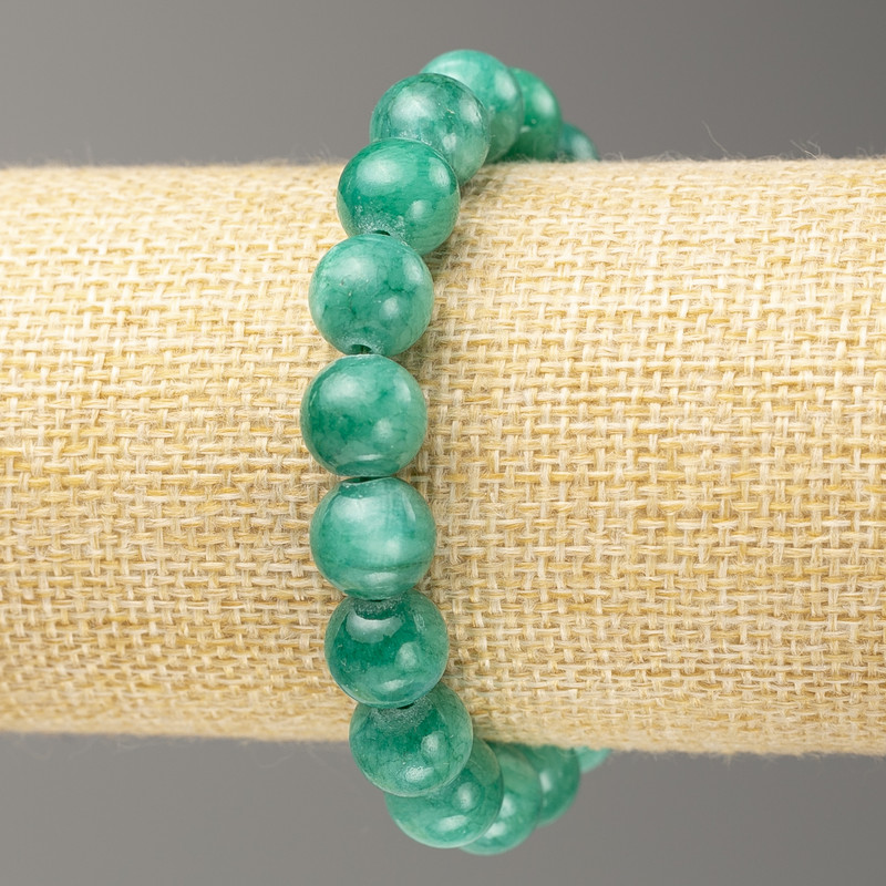 Discount! Elastic Amazonite Bracelet (Imitation Acrylic) Smooth Bead, Diameter 10 mm ±, Length 18 cm+