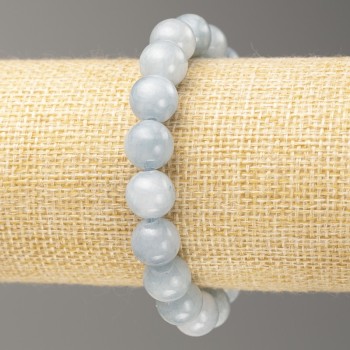 Discount! Elastic Aquamarine Bracelet (Imitation Acrylic) Smooth Bead, 10 mm Diameter ±, Length 18 cm