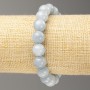 Elastic bracelet with aquamarine imitation beads (acrylic), smooth beads, 10 mm diameter, 18 cm length
