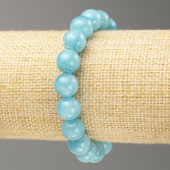 Sale! Elastic Aquamarine Bracelet (Acrylic Imitation) Smooth Beads, 10 mm Diameter, 18 cm Length +/-