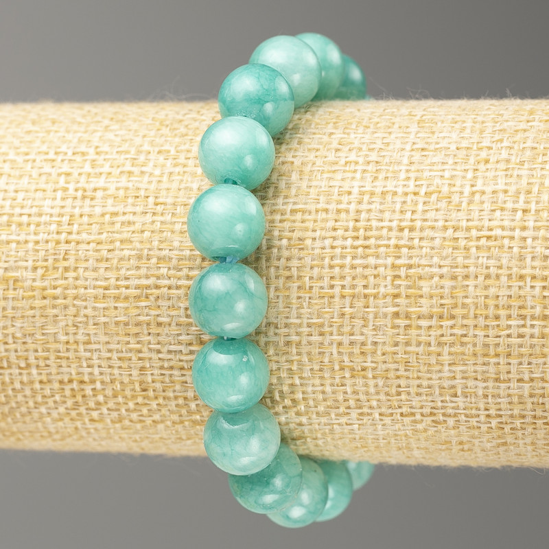 Discount! Aquamarine Elastic Bracelet (Imitation Acrylic) Smooth Beads, 10mm Diameter +-, Length 18cm +