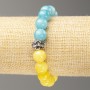 Elastic bracelet Ukraine Citrine Aquamarine (imitation acrylic) smooth bead, diameter 10 mm, length 18 cm ±