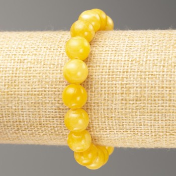 Sale! Elastic Citrine Bracelet (imitation acrylic) smooth bead, 10 mm diameter, length 18 cm+