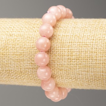 Sale! Elastic Bracelet Strawberry Quartz (Imitation Acrylic) Smooth Bead, 10 mm Diameter, Length 18 cm +/-