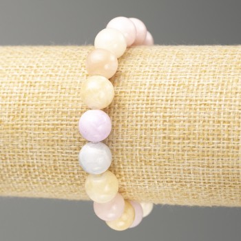 Discount! Elastic Morganite Bracelet (imitation acrylic) Smooth beads, 10 mm diameter, 18 cm length +/-