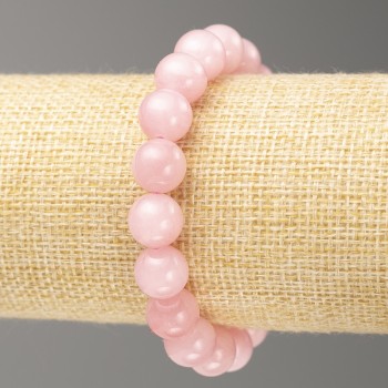 Discount! Elastic bracelet with Rose Quartz (imitation acrylic) smooth bead, diameter 10 mm +-, length 18 cm+