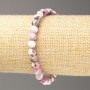 Discount! Bracelet gray-pink-white 'Oceanic Jade' (acrylic imitation), diameter 6 mm ±, length 18 cm ±, smooth bead on elastic