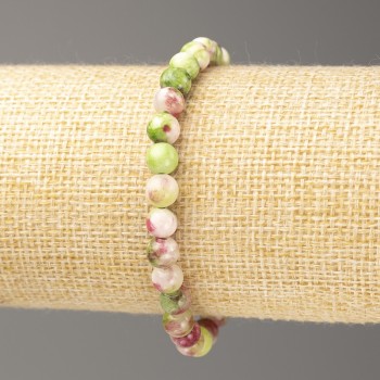 Sale! Pink-Green-White Oceanic Nephrite Bracelet (imitation acrylic), diameter 6 mm ±, length 18 cm ±, smooth beads on elastic