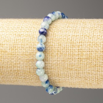 Discount! Blue and White Ocean Jade Bracelet (Acrylic Imitation), diameter 6mm ±, length 18cm ±, smooth beads on elastic